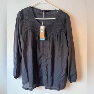 Prana Women's NWT Coal Robyn Lace Long-Sleeve Top Size Large